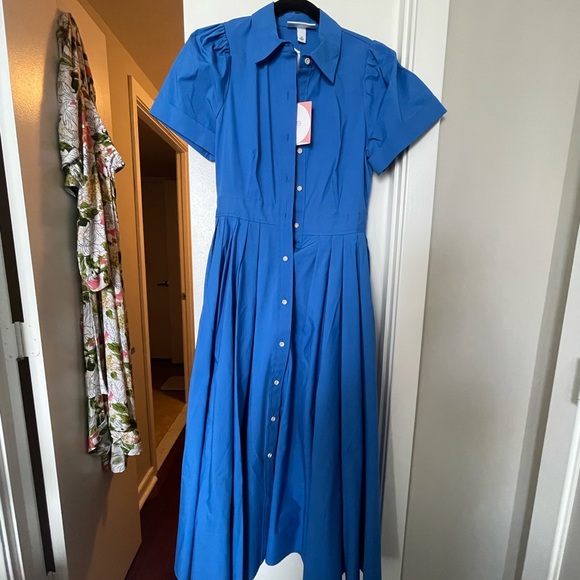 barbie movie blue and pink dress In A Daze Gathered Bust Maxi Dress Blue